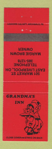 Matchbook Cover - Grandma's Inn East Liverpool OH RED