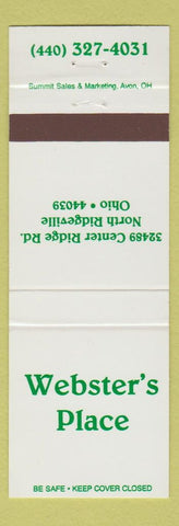 Matchbook Cover - Webster's Place North Ridgeville OH