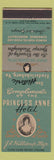 Matchbook Cover - Princess Anne Hotel Fredericksburg VA