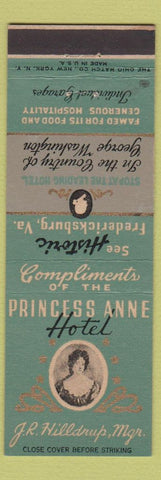 Matchbook Cover - Princess Anne Hotel Fredericksburg VA