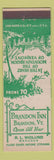 Matchbook Cover - Brandon Inn Brandon VT low phone #