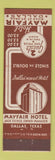 Matchbook Cover - Hotel Mayfair Dallas TX