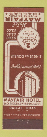 Matchbook Cover - Hotel Mayfair Dallas TX