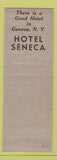 Matchbook Cover - Hotel Seneca Geneva NY deco