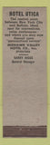 Matchbook Cover - Hotel Utica NY