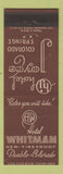 Matchbook Cover - Hotel Whitman Pueblo Colorado Joyce Colorado Springs