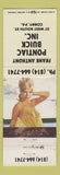 Matchbook Cover - Frank Anthony Pontiac Corry PA pinup WEAR