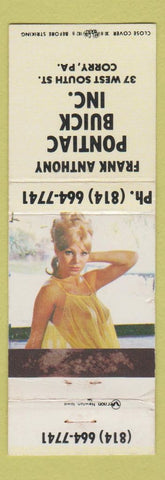 Matchbook Cover - Frank Anthony Pontiac Corry PA pinup WEAR