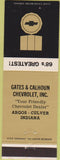 Matchbook Cover - 1968 Chevrolet Argos Culver IN