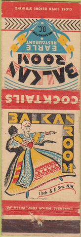 Matchbook Cover - Balkan Room Washington DC Girlie
