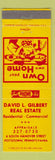 Matchbook Cover - David Gilbert Real Estate Pottstown PA