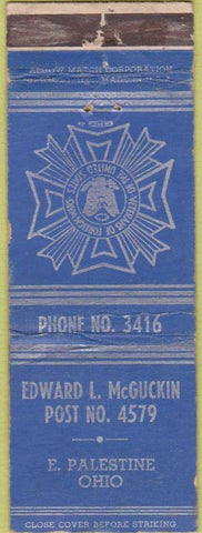 Matchbook Cover - VFW East Palestine OH Edward McGuckin post
