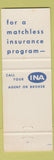 Matchbook Cover - Fred Hassen Insurance Bangor ME INA