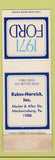 Matchbook Cover - 1971 Ford Kuhns Harnish Mechanicsburg PA WORN