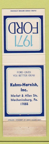 Matchbook Cover - 1971 Ford Kuhns Harnish Mechanicsburg PA WORN