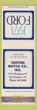 Matchbook Cover - 1971 Ford Huston Motors Huntingdon PA WEAR