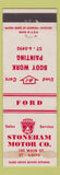Matchbook Cover - Stoneham Motors Ford STAINED