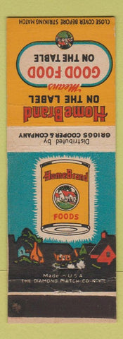 Matchbook Cover - Home Brand Foods Canned Griggs Cooper WEAR