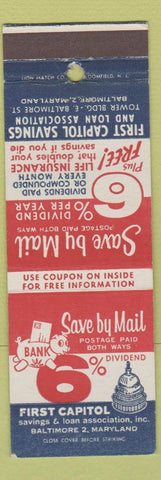 Matchbook Cover - First Capitol Savings Baltimore MD
