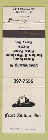 Matchbook Cover - First Edition Italian Rockford IL Pizza