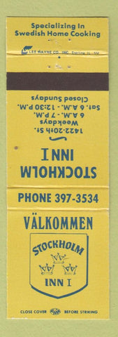Matchbook Cover - Valkommen Stockholm Inn