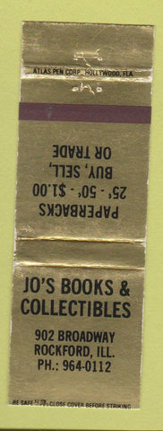 Matchbook Cover - Jo's Books Collectibles Rockford IL WEAR