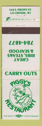 Matchbook Cover - Piggy's Restaurant pig La Crosse WI