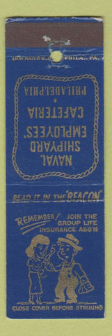Matchbook Cover - Naval Shipyard Employees Cafeteria Philadelphia PA