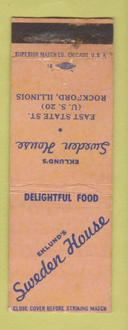 Matchbook Cover - Eklund's Sweden Hosue Rockford IL WEAR