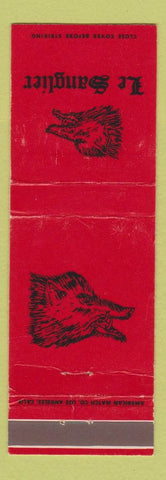 Matchbook Cover - Le Sanglier French Restaurant Tarzana CA Boar
