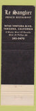 Matchbook Cover - Le Sanglier French Restaurant Tarzana CA Boar