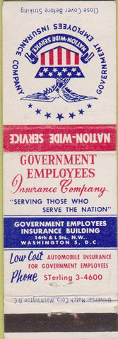 Matchbook Cover - Government Employees Insurance Washington DC