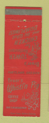 Matchbook Cover - Bruer's Whistl'n Pig Portland OR Coffee Shop #2