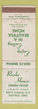 Matchbook Cover - Roehr House Restaurant Bucyrus OH WEAR