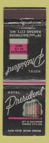 Matchbook Cover - Hotel President Kansas City MO