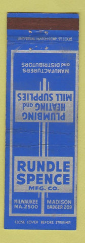 Matchbook Cover - Rundle Spence Plumbing Heating Milwaukee Madison WI