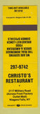 Matchbook Cover - Christo's Restaurant Niagara Falls NY Greek