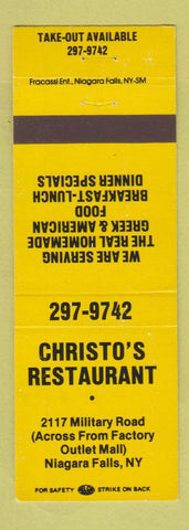 Matchbook Cover - Christo's Restaurant Niagara Falls NY Greek