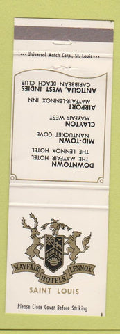 Matchbook Cover - Mayfair Lennox Hotel ST Louis MO