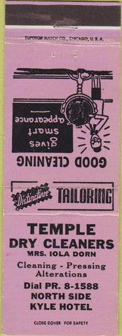 Matchbook Cover - Temple Dry Cleaners