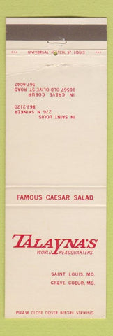 Matchbook Cover - Talayna's Restaurant St Louis Creve Coeur MO