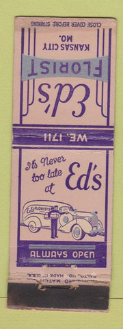 Matchbook Cover - Ed's Florist Flowers Kansas City MO DECO WORN TAPED