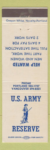 Matchbook Cover - US Army Reserve Portland OR Vancouver WA
