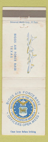 Matchbook Cover - Biggs Air Force Base Officers Mess TX STAINED