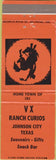 Matchbook Cover - VS Ranch Curios Johnson City TX Lyndon B Johnson