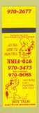 Matchbook Cover - 970 Fire Hot Talk girlie Phone Sex