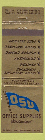 Matchbook Cover - OSU Office Supply West Los Angeles CA WORN