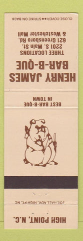 Matchbook Cover - Hendry James BBQ High Point NC pig