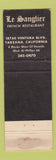 Matchbook Cover - Le Sanglier French Restaurant Tarzana CA Boar