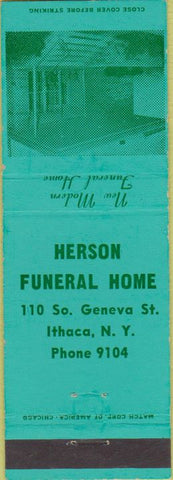 Matchbook Cover - Herson Funeral Home Ithaca NY